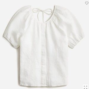J. Crew V-back Linen Top - white Size 12